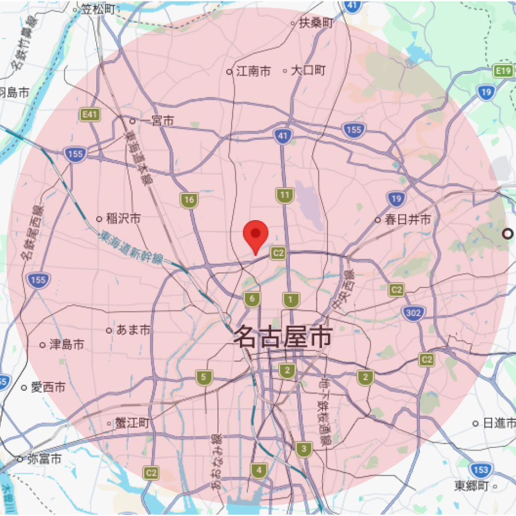 名古屋市西区の医療法人泉玉池在宅クリニックの訪問エリア